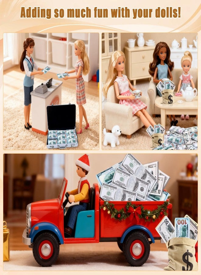 Clofiak 1:12 Miniature Scene Dollars Set, 600PCS Mini Dollar Fake Bills 5 10 20 50 100 Dollar Bills Prop Money, Realistic Simulation Dollar Toy Banknote for Dollhouse Scene, Mini House - Image 5